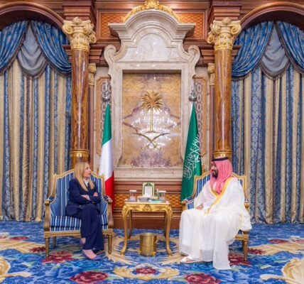 Italian Prime Minister Giorgia Meloni met with Saudi Crown Prince Mohammed bin Salman.