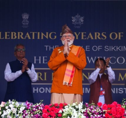 PM Modi participated in the closing ceremony of the 50th anniversary of the formation of Sikkim State in Gangtok, Sikkim.