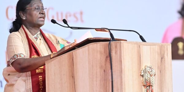 President Droupadi Murmu addressed the convocation ceremony of the National Defence University in Gandhinagar.