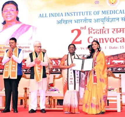 President Droupadi Murmu attended and addressed the convocation ceremony of AIIMS Nagpur in Nagpur, Maharashtra.