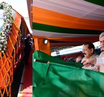 Railway Minister Ashwini Vaishnaw flagged off the extended Srinagar-Jammu Vande Bharat Express.