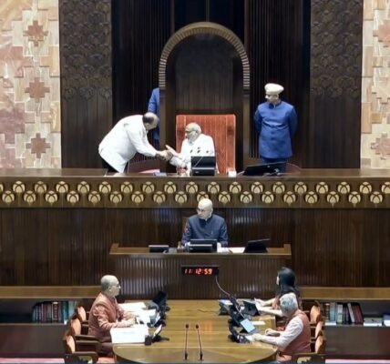 Rajya Sabha Chairman C.P. Radhakrishnan administered the oath to the newly elected and re-elected members.