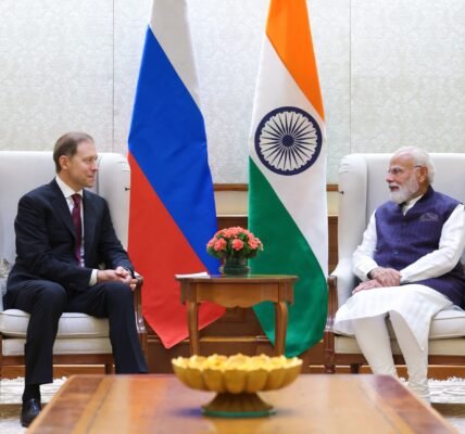 Russia First Deputy Prime Minister Denis Manturov met with Prime Minister Narendra Modi.