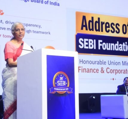 Union Finance Minister Nirmala Sitharaman delivered a speech as the keynote speaker at SEBI's 38th Foundation Day event in Mumbai today.