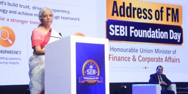 Union Finance Minister Nirmala Sitharaman delivered a speech as the keynote speaker at SEBI's 38th Foundation Day event in Mumbai today.