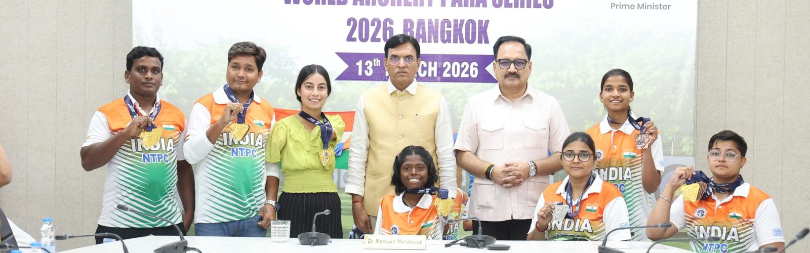 Union Minister Dr. Mansukh Mandaviya felicitated the Indian contingent for their outstanding performance at the Bangkok 2026 World Archery Para Series.