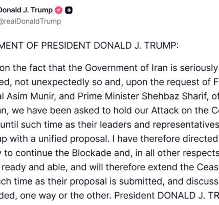United States has announced an indefinite extension of the ceasefire with Iran, but the blockade of maritime routes will continue