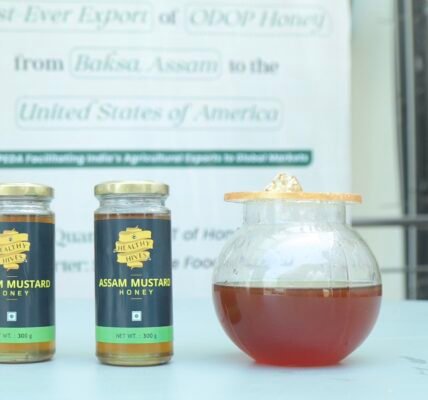APEDA has completed the first export of 20 metric tonnes of ODOP honey from Baksa—an aspirational district of Assam—to the USA.