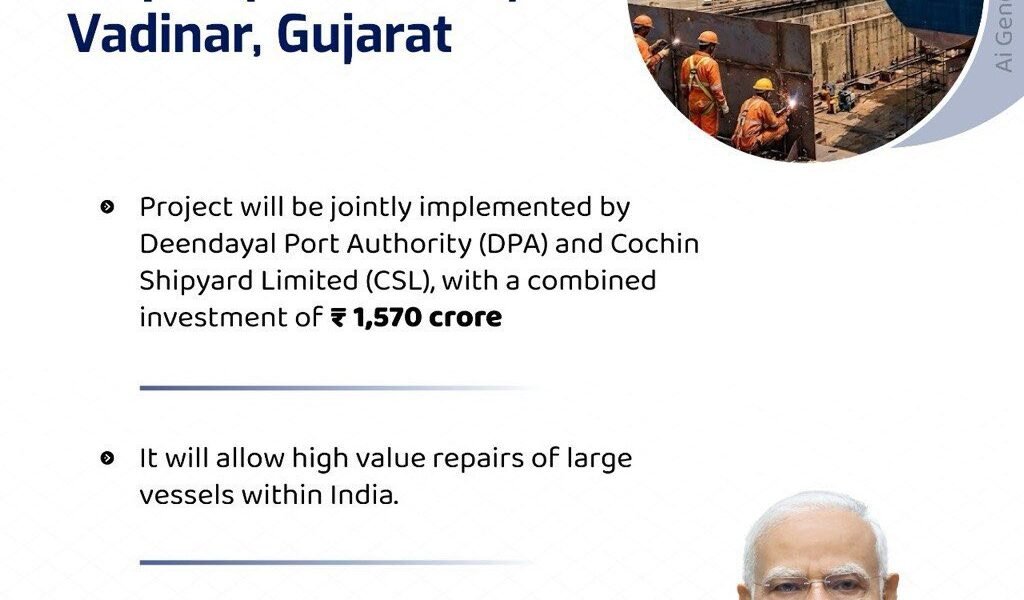 Cabinet approved the construction of a state-of-the-art ship repair center at Vadinar, Gujarat