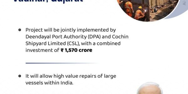Cabinet approved the construction of a state-of-the-art ship repair center at Vadinar, Gujarat