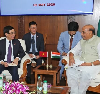 Defence Minister Rajnath Singh held a bilateral meeting with Vietnam Deputy Prime Minister and Defence Minister, General Phan Van Giang, in New Delhi.