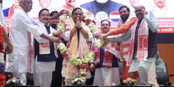 Himanta Biswa Sarma was unanimously elected as the leader of the BJP Legislative Party in Assam.