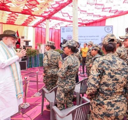 Home Minister Amit Shah addressed the Prahari Sammelan held at the BSF Sanchu Post, situated along the international border in Bikaner, and e-inaugurated the women barracks.
