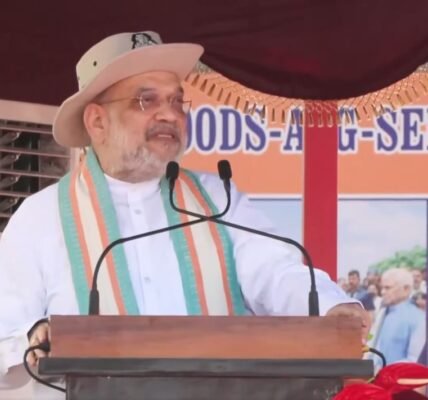 Home Minister Amit Shah addressed the ceremony for the presentation of the President Colours to the NDRF in Ghaziabad as the Chief Guest.