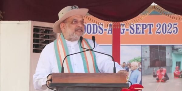 Home Minister Amit Shah addressed the ceremony for the presentation of the President Colours to the NDRF in Ghaziabad as the Chief Guest.