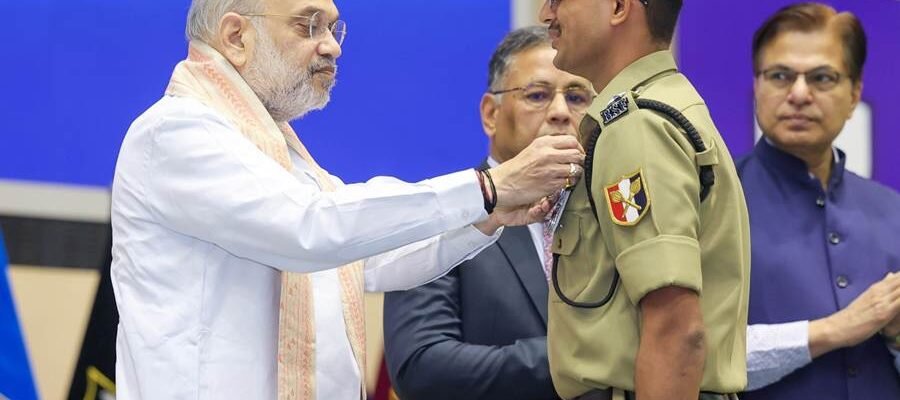 Home Minister Amit Shah today attended the Border Security Force (BSF) Investiture Ceremony and the Rustamji Memorial Lecture in New Delhi as the Chief Guest.