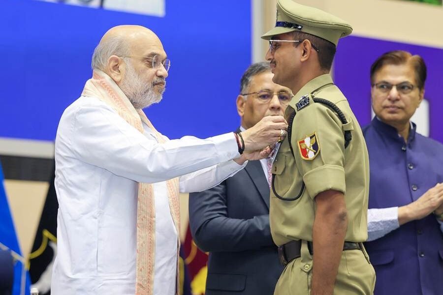 Home Minister Amit Shah today attended the Border Security Force (BSF) Investiture Ceremony and the Rustamji Memorial Lecture in New Delhi as the Chief Guest.