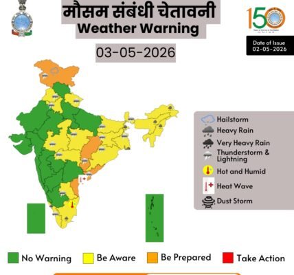 IMD forecast heavy rainfall in parts of the country, including the Northeast.