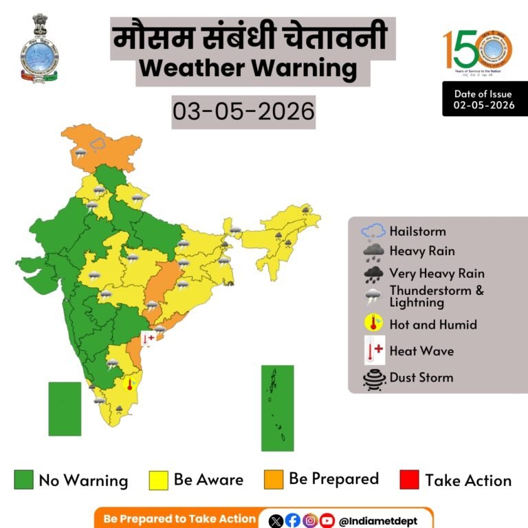 मौसम विभाग ने पूर्वोत्तर सहित देश के कुछ हिस्सों में तेज बारिश का अनुमान व्‍यक्‍त किया