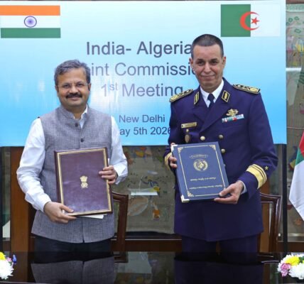India-Algeria Joint Commission agreed to further enhance defense cooperation during its inaugural meeting in New Delhi