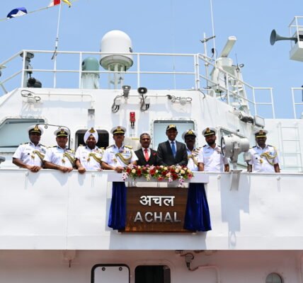 Indian Coast Guard commissioned the Indian Coast Guard Ship (ICGS) Achal into service at Goa Shipyard Limited