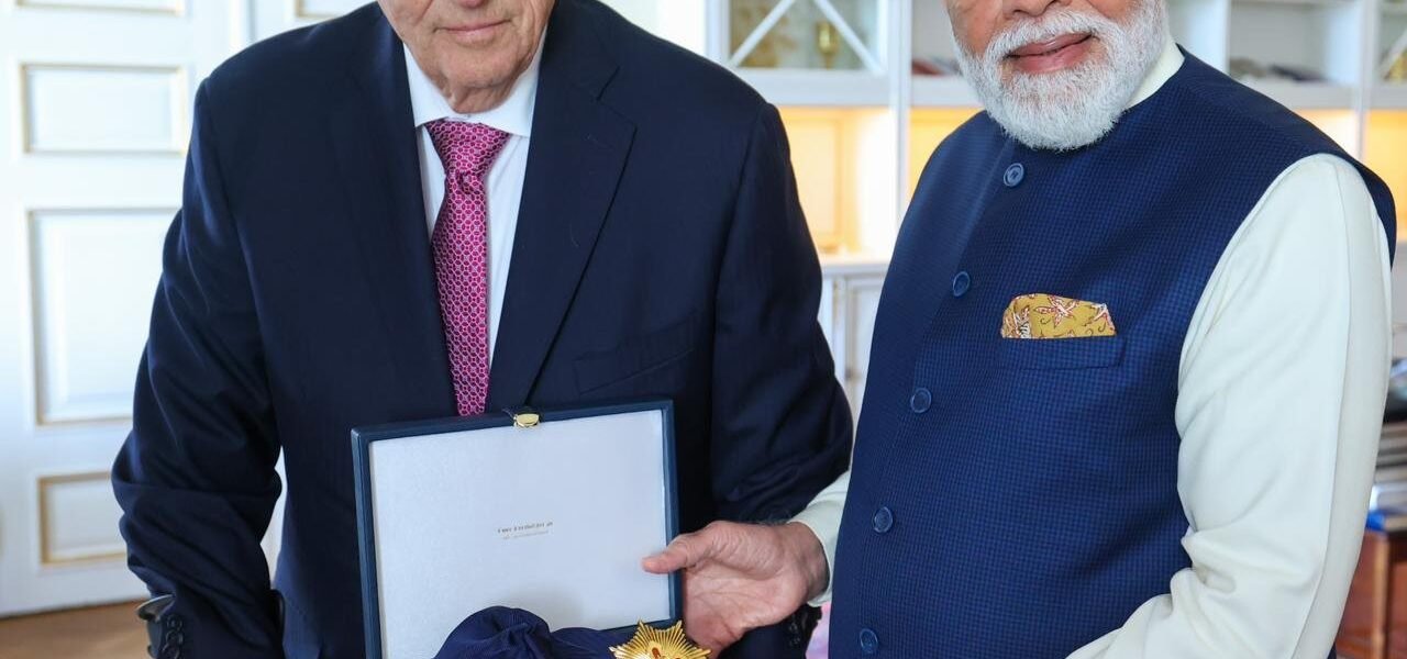 PM Modi honored with the Grand Cross of the Royal Norwegian Order of Merit.