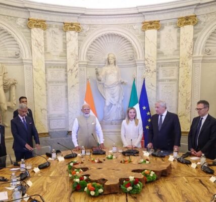 Prime Minister Modi held formal talks with Italian Prime Minister Giorgia Meloni in Rome.