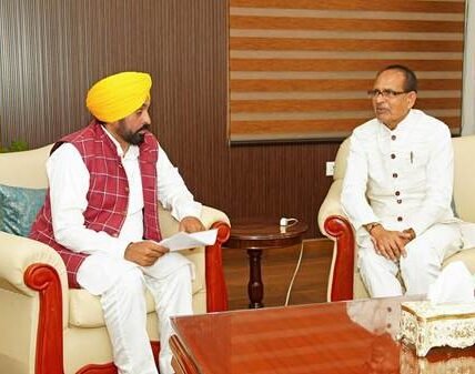 Punjab Chief Minister Bhagwant Mann met Union Agriculture Minister Shivraj Singh Chouhan in New Delhi today.