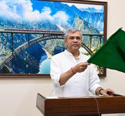 Railway Minister Ashwini Vaishnaw today flagged off an express train running between Bengaluru and Mumbai.