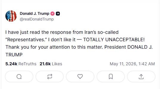 US President Donald Trump completely rejected Iran peace proposal.