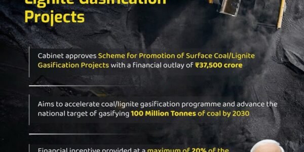 Union Cabinet approved an incentive scheme for coal-lignite gasification projects located near the surface, with an outlay of ₹37,500 crore