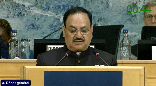 Union Health Minister Jagat Prakash Nadda addressed the 79th World Health Assembly in Geneva.
