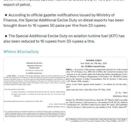 government has revised the excise duty on oil exports
