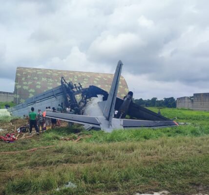 Air Force An-32 aircraft crashes at Assam Jorhat station.