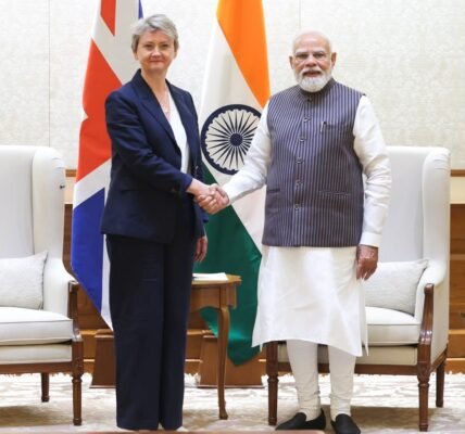 British Home Secretary Yvette Cooper met Prime Minister Narendra Modi today.