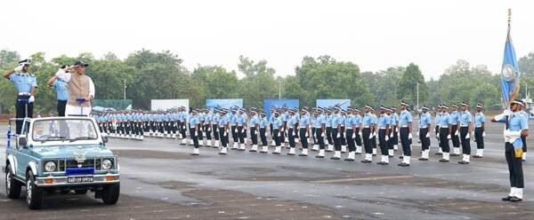 Defence Minister Rajnath Singh reviewed the Combined Graduation Parade of the 217th course at the Air Force Academy in Dundigal.