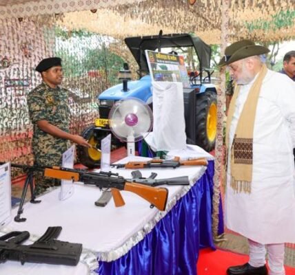 Home Minister Amit Shah inspected the BSF Lankamura border outpost in Tripura.