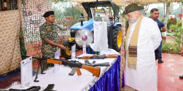 Home Minister Amit Shah inspected the BSF Lankamura border outpost in Tripura.
