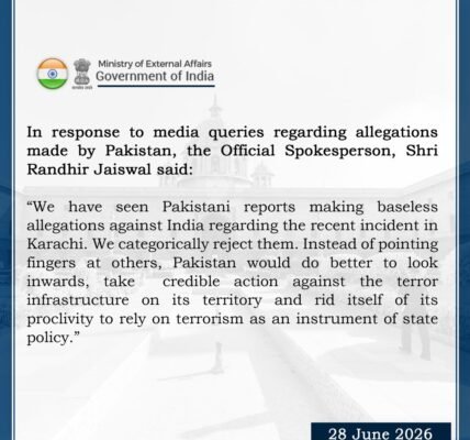 India categorically rejected the allegations made by Pakistan regarding the recent incident in Karachi.