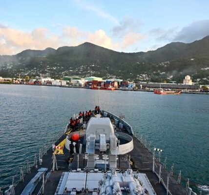 Indian Naval Ship Tarkash arrived at Port Victoria, Seychelles.