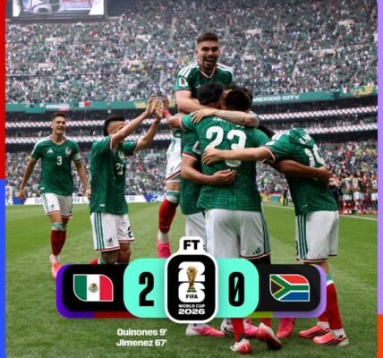 Mexico defeated South Africa 2-0 in the opening match of the FIFA Football World Cup.