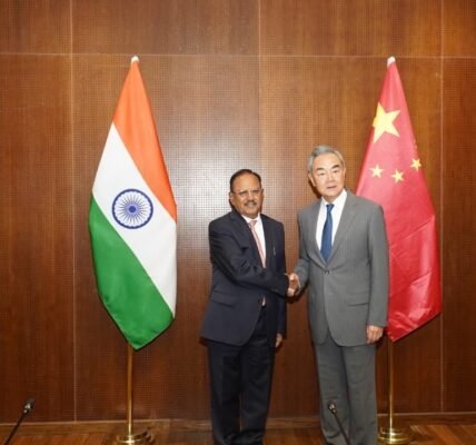 NSA Ajit Doval met Chinese Foreign Minister Wang Yi during the BRICS meeting.