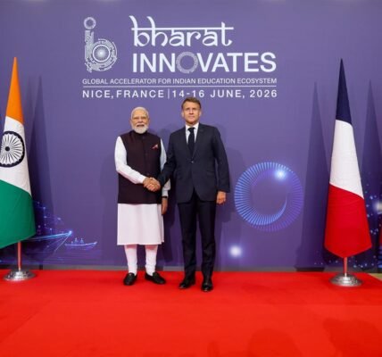 PM Modi and French President Emmanuel Macron jointly inaugurated India Innovates 2026 today at the Palais des Expositions in Nice.