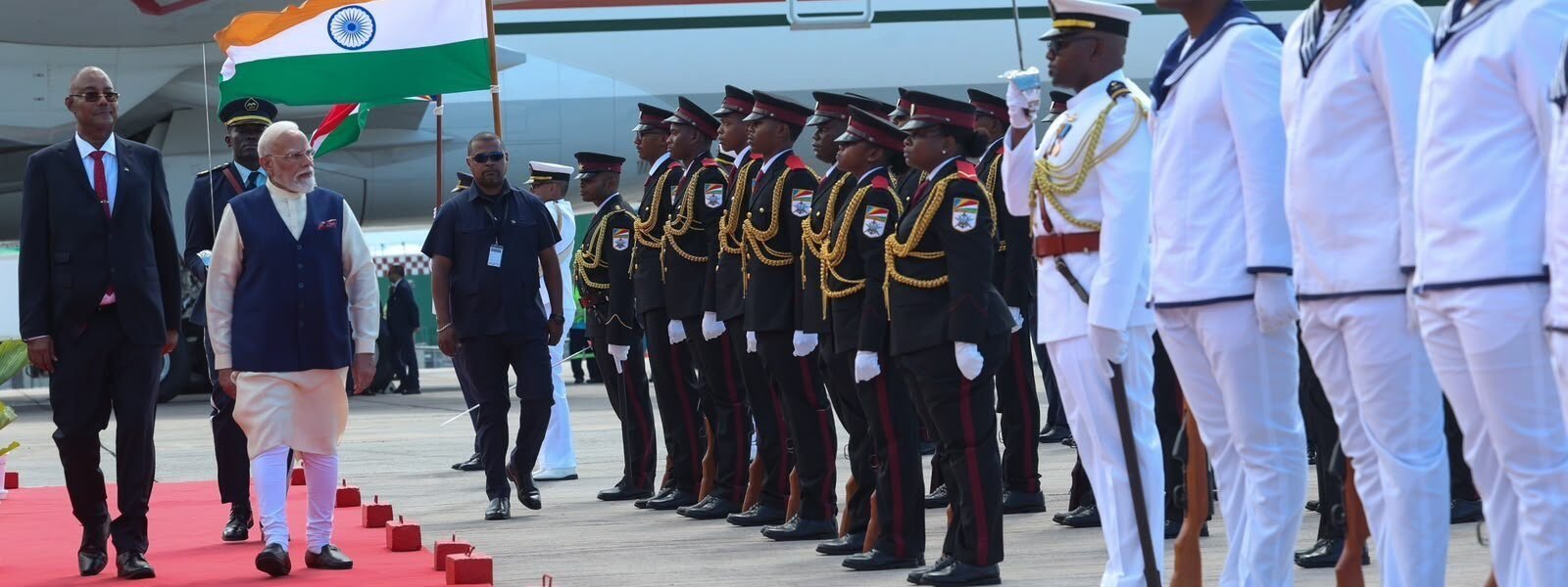 PM Modi arrived in Victoria for a three-day visit to Seychelles
