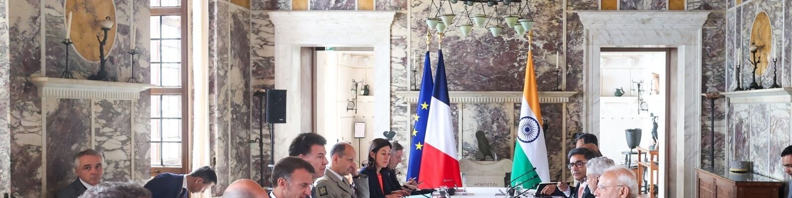 PM Modi held bilateral talks with French President Emmanuel Macron at Villa Kerylos in Nice.