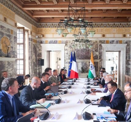 PM Modi held bilateral talks with French President Emmanuel Macron at Villa Kerylos in Nice.