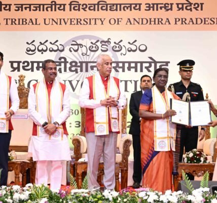 President Droupadi Murmu attended the first convocation ceremony of the Central Tribal University, Andhra Pradesh.