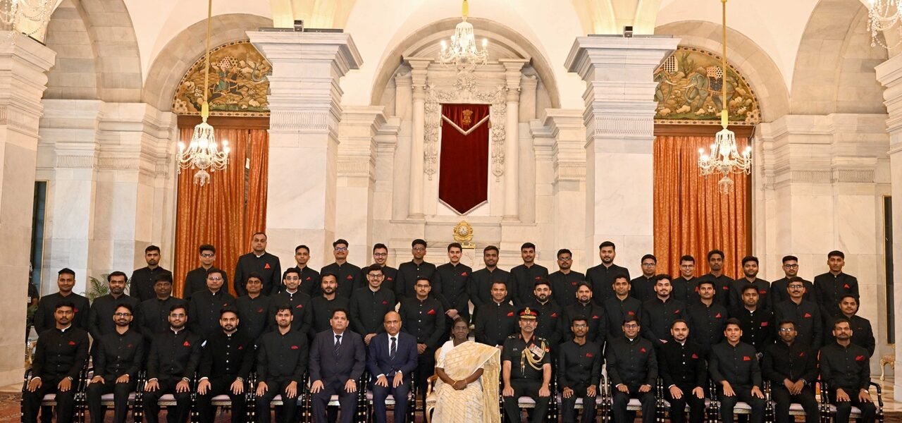 President Droupadi Murmu met with trainee officers of the 2023 and 2024 batches of the Military Engineer Services (MES) at Rashtrapati Bhavan.