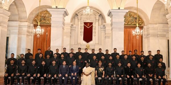 President Droupadi Murmu met with trainee officers of the 2023 and 2024 batches of the Military Engineer Services (MES) at Rashtrapati Bhavan.