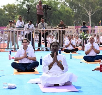 President Droupadi Murmu participated in a mass yoga event held in Jabalpur, Madhya Pradesh, on International Yoga Day.